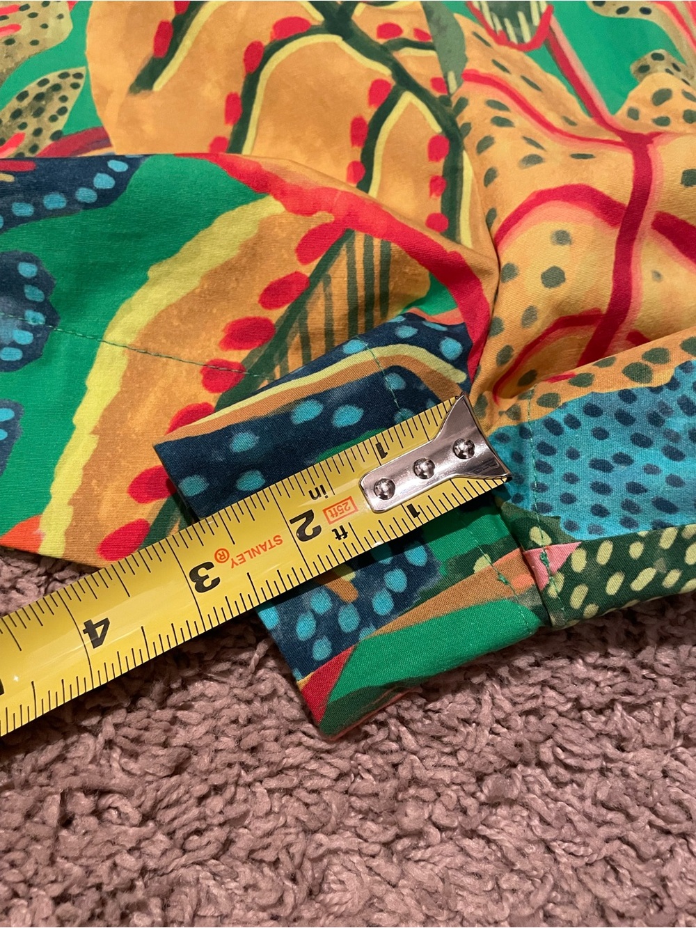 Tropical Print Short Sleeve Button-Up romper- Green - Picture 5 of 6
